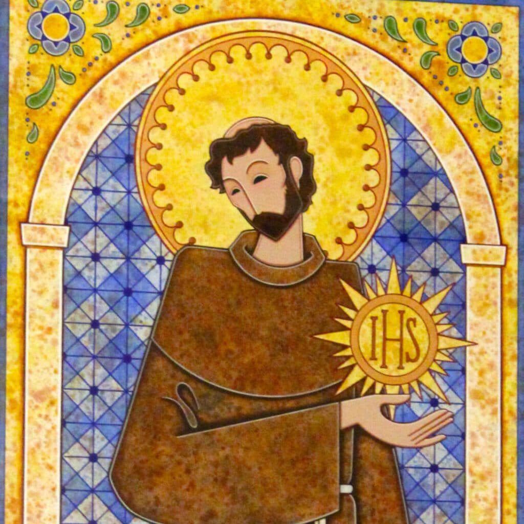 St Bernardine stained glass illustration