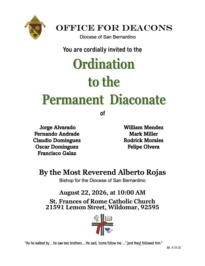 Invitation to the Permanent Diaconate Ordination